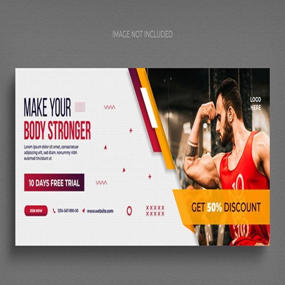 Fitness Gym Social Media Web Banner Flyer Facebook Cover Photo Design Template