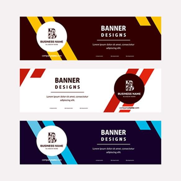 Flat Designs Web Banners Template With Diagonal Elements Photo Universal Design Advertising Business (1)