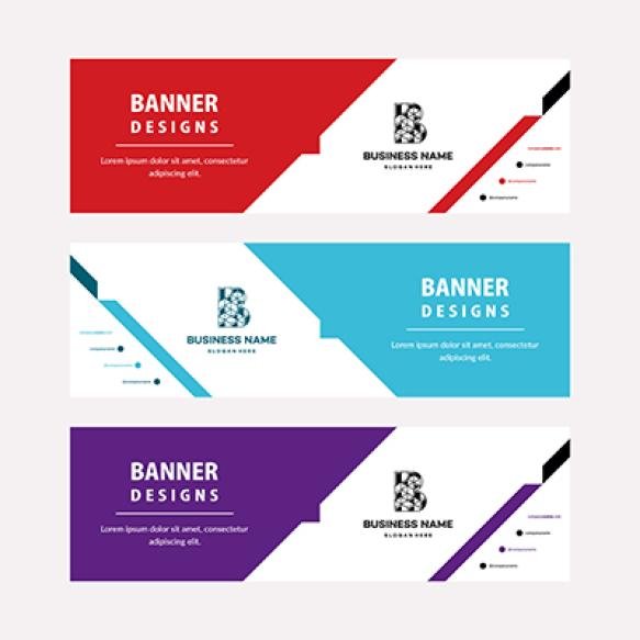 Flat Designs Web Banners Template With Diagonal Elements Photo Universal Design Advertising Business
