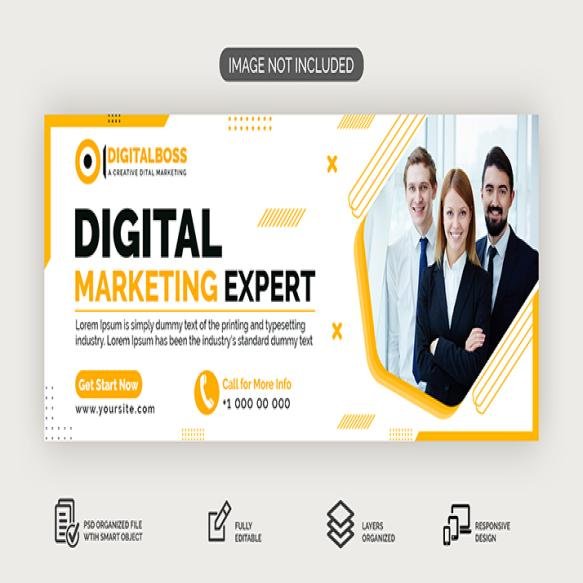 Flat Digital Marketing Facebook Cover Banner Template