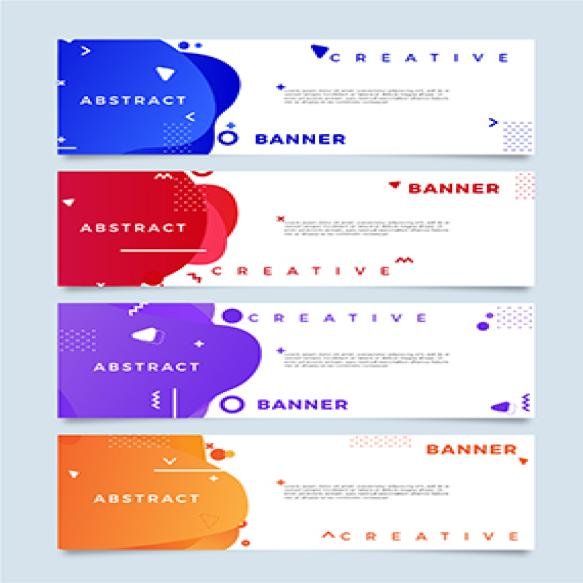 Liquid Abstract Horizontal Banner Collection Bright Color