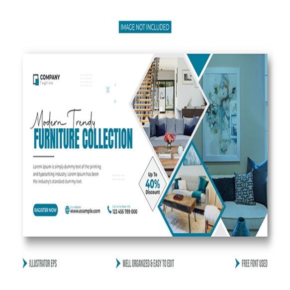 Modern Furniture Sale Facebook Cover Web Banner Template