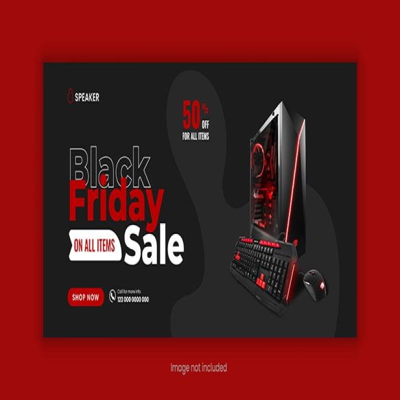 New Arrival Audio Speaker Facebook Cover Banner Design Black Friday Special Offer Template