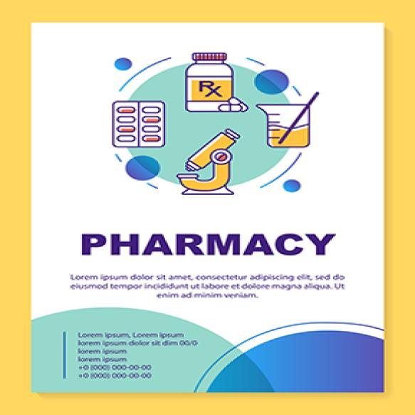 Pharmaceutical Industry Poster Template Layout Drugs Production Banner Booklet Leaflet Print Design