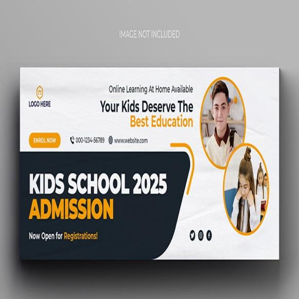 School Admission Media Web Banner Flyer Facebook Cover Photo Design Template