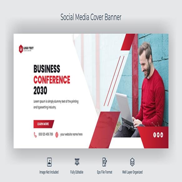 Webinar Business Conference Social Media Facebook Cover Banner Template