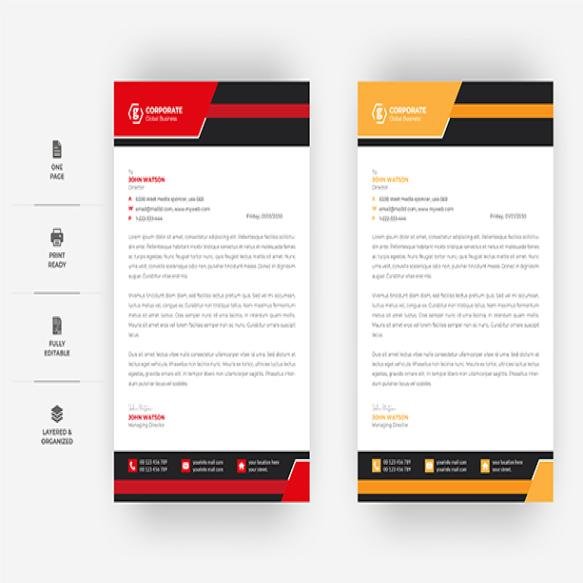 A4 Size Minimal Letterhead Design Two Colours Business Letterhead Design (1)