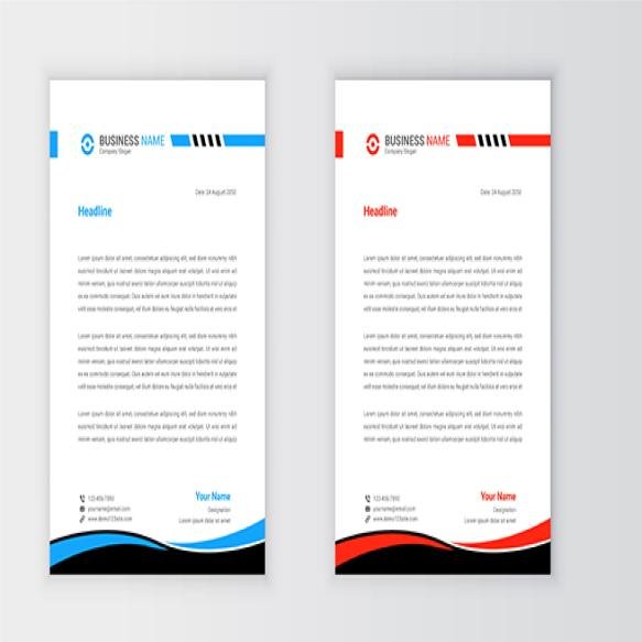 Corporate Creative Wavy Shape Business Letterhead Template