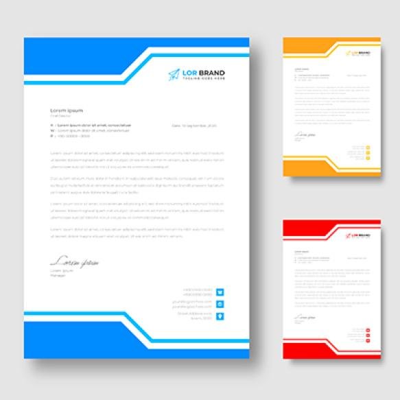 Corporate Modern Company Letterhead Design Template With Red Blue Yellow Shapes