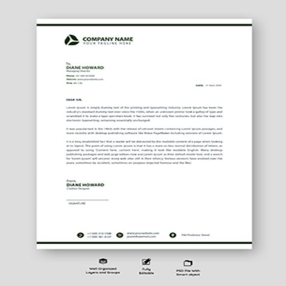 Green White Professional Letterhead