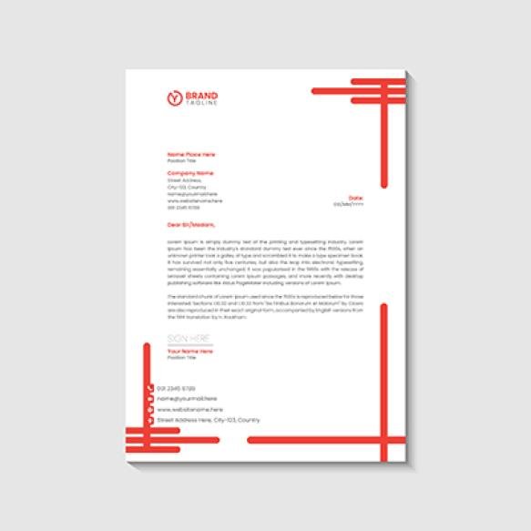 Letterhead Design Template With Red Color
