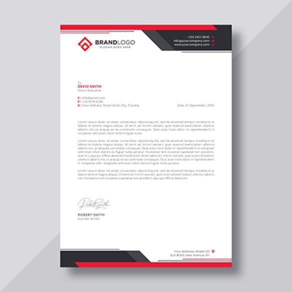 Modern Letterhead Design With Abstract Shapes