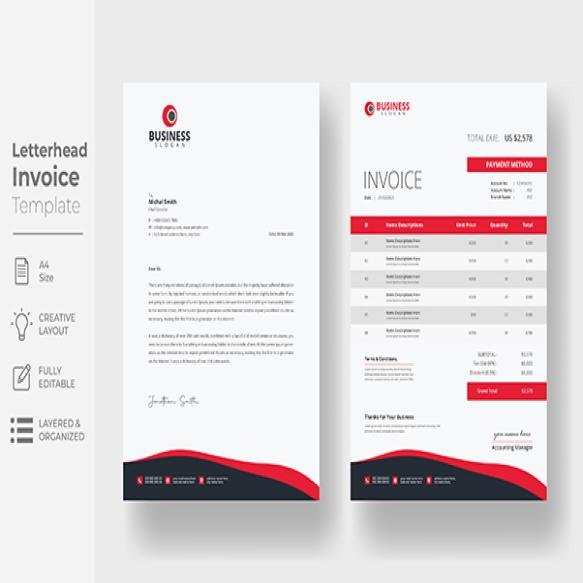 Professional Creative Letterhead Invoice Template