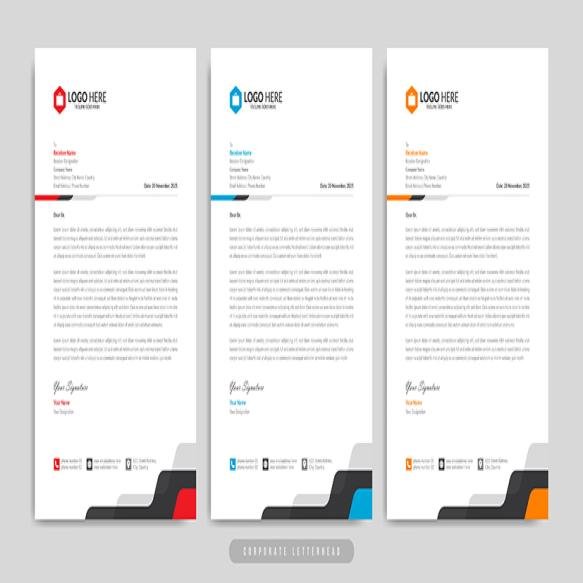 Professional Modern Corporate Business Letterhead With Abstract Geometric Background
