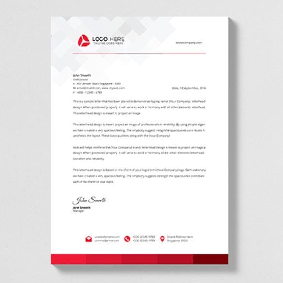 Red Abstract Letter Head Vector Design