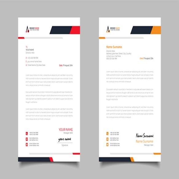 Red Yellow Modern Business Letterhead Simple Clean Template Design