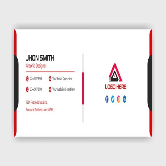 Corporate Email Signature Design Template With Red Shape Simpleand White Background Email Template