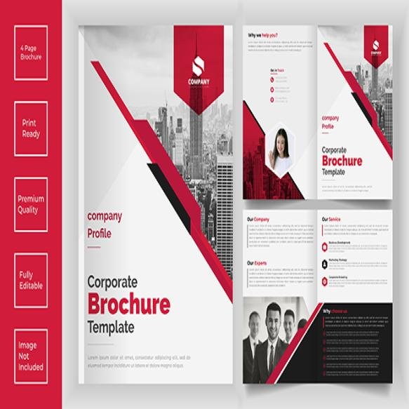 4 Page Corporate Bi Fold Brochure Template Design