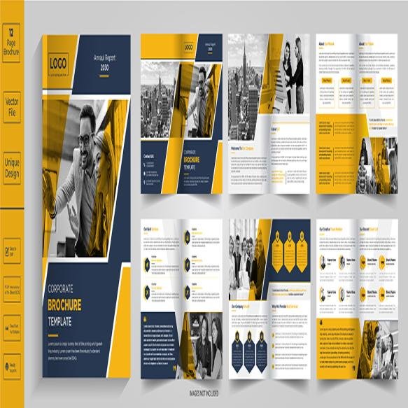 12 Page Abstract Brochure Designcompany Profile Brochure Designhalffold Brochurebifold Brochure