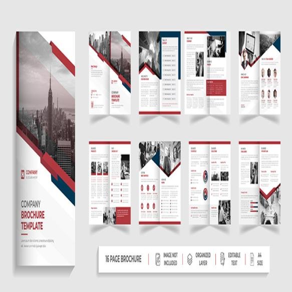 16 Page Creative Modern Corporate Company Profile Bifold Multipage Brochure Template Design