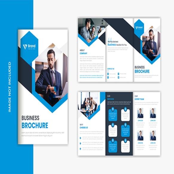 Blue Business Trifold A5 Brochure Design Template Vector Corporate Profile