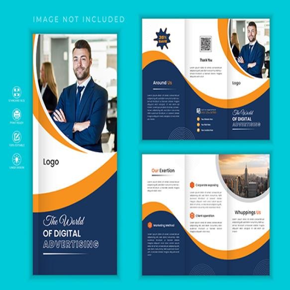 Brochure Digital Images Is Shown Blue Background