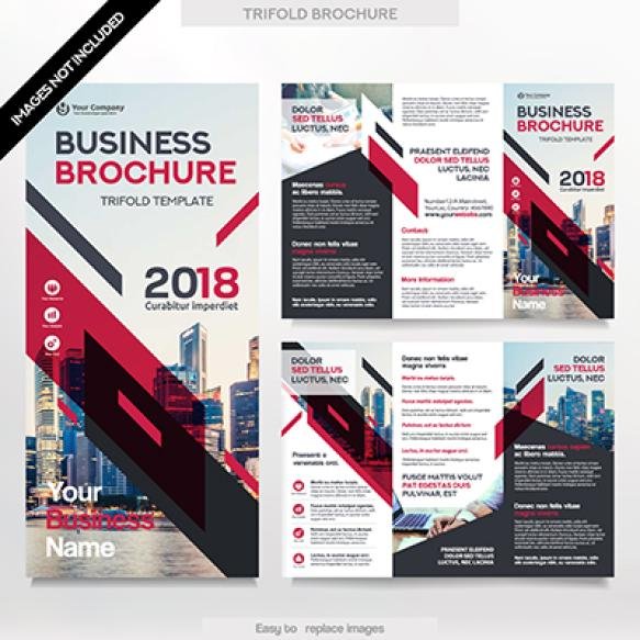 Business Brochure Template Tri Fold Layout Corporate Design Leaflet With Replacable Image (1)