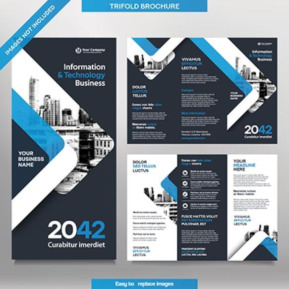 Business Brochure Template Tri Fold Layout Corporate Design Leaflet With Replacable Image (2)