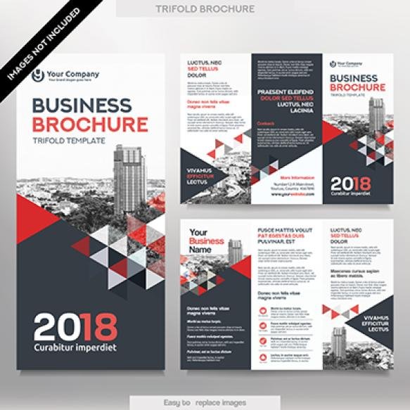 Business Brochure Template Tri Fold Layout Corporate Design Leaflet With Replacable Image