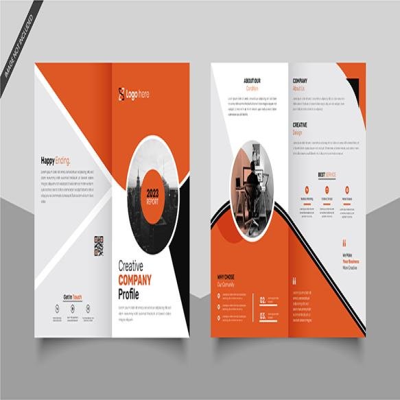 Business Orange Color Brochure Layout Design With 2 Pages