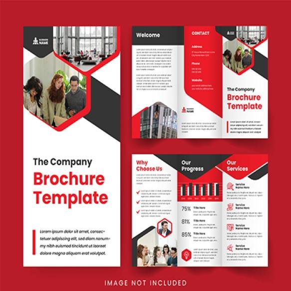 Business Overview Trifold A4 Brochure Template Red Accent Handout Marketing Design Company