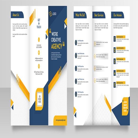 Business Tri Fold Brochure Template Layout Front Back View