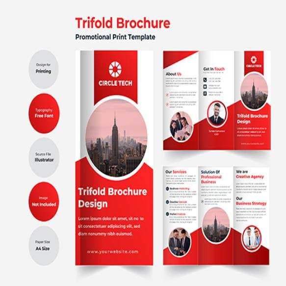 Business Trifold Brochure Template With Modern Design