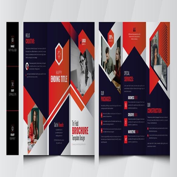 Business Tri Fold Brochure Vector Illustration