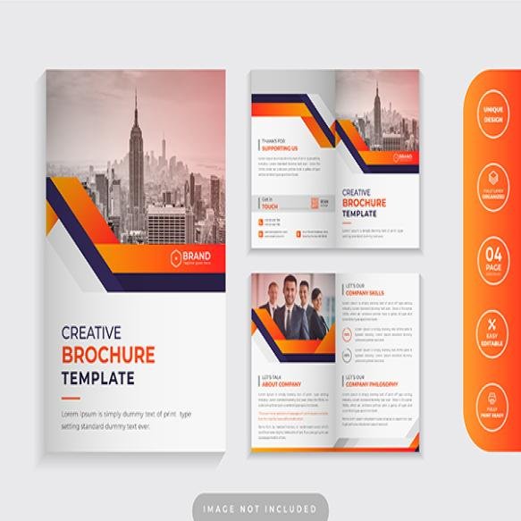 Clean Corporate Orange Bi Fold Business Brochure Design