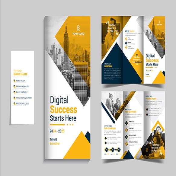 Clean Elegant Trifold Business Brochure Template Design