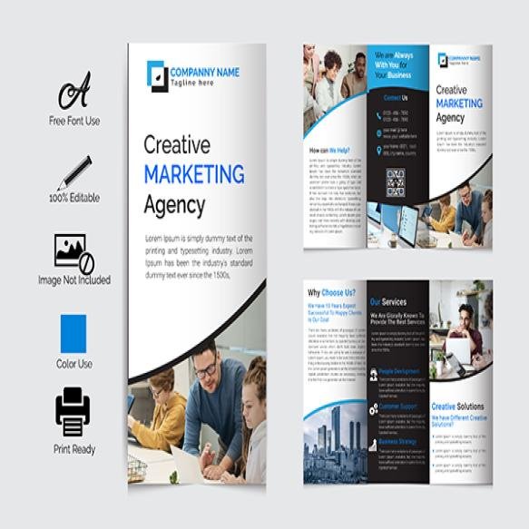 Clean Minimal Business Trifold Brochure Design Template Premium Vector