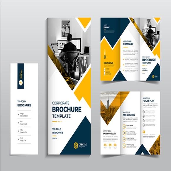 Clean Minimal Corporate Trifold Business Brochure Design Template