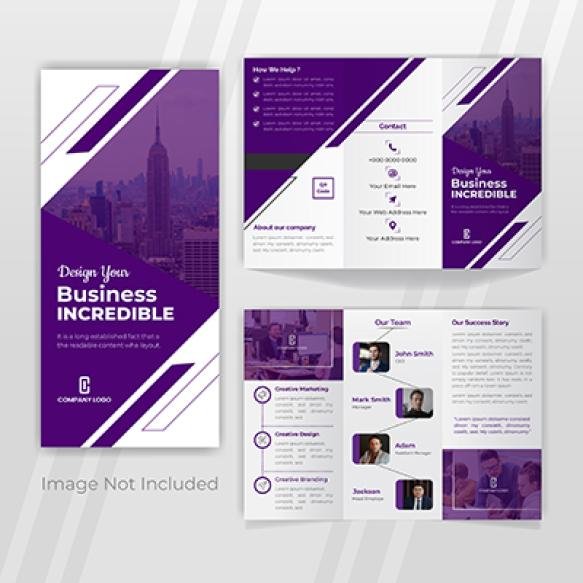 Purple Trifold Brochure Design Creative Layout Print Ready Template