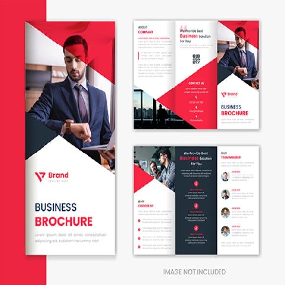 Red Corporate Trifold Brochure Design Template Business Portfolio