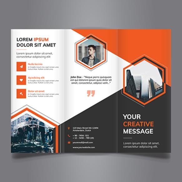 Tri Fold Brochure With Polygonal Shapes