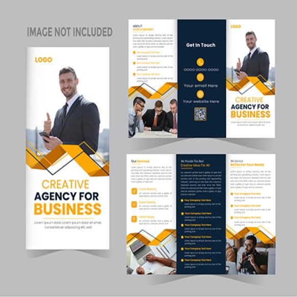 Vector Business Trifold Brochure Template With Modern Design