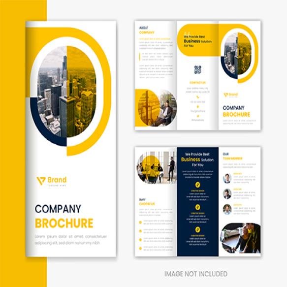 Yellow Creative Corporate Trifold Brochure Design Template Business Profile