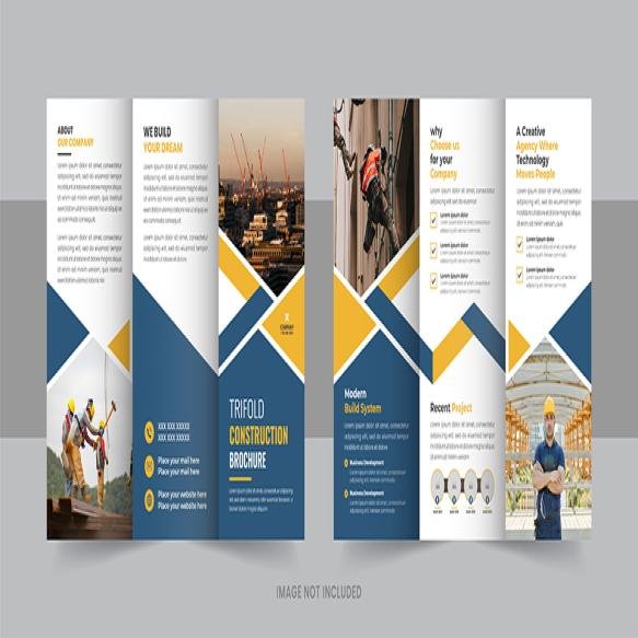 Construction Trifold Brochure Template Company Profile Corporate Construction Brochure