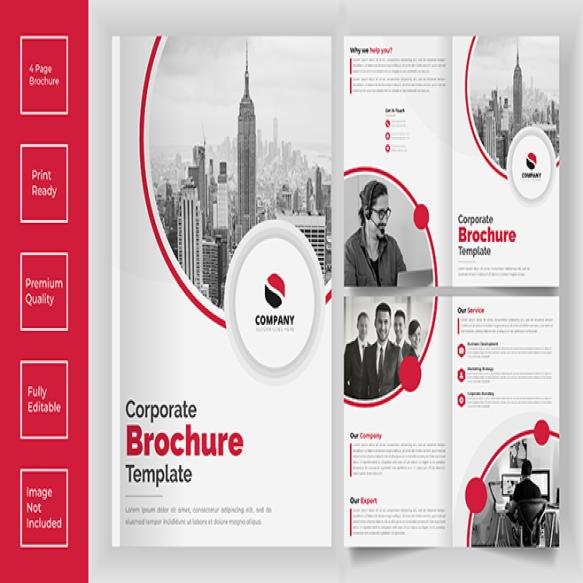 Corporate 4 Page Bi Fold Brochure Template Design