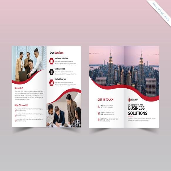 Corporate Bifold Brochure Template Design Vector