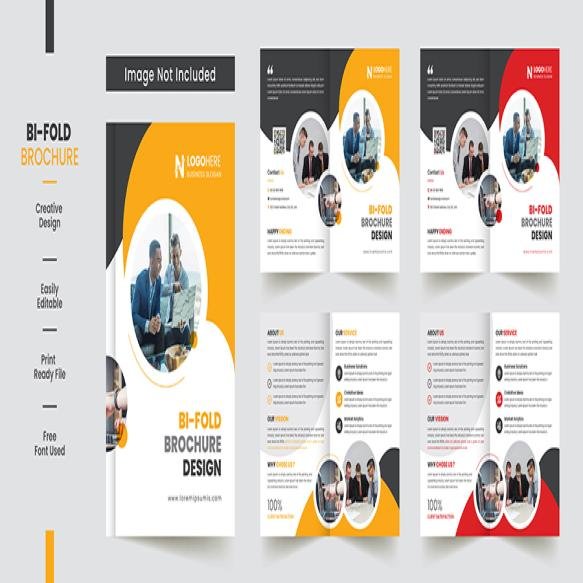 Corporate Bifold Brochure Template Premium Style With Modern Style Clean Concept