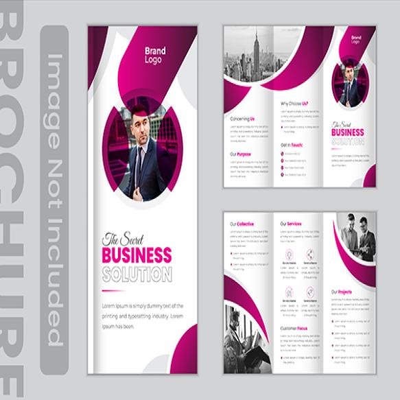 Corporate Business Trifold Brochure Vector Design Template