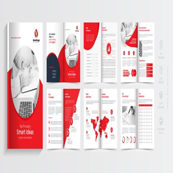 Corporate Company Profile Brochure Template Layout Design With Red Color Shape
