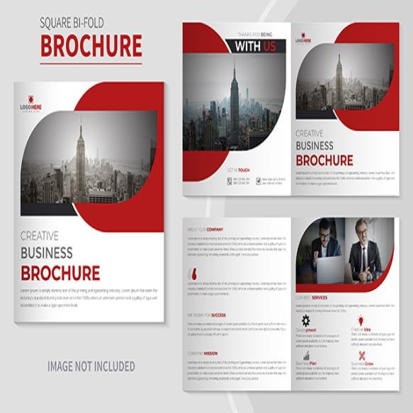Corporate Company Square Bifold Brochure With Business Magazine Template